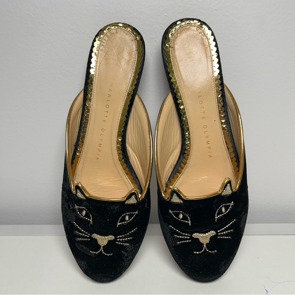 Charlotte Olympia size 36.5 Velvet kitty 🐈⬛ flat/slippers - Picture 3 of 13